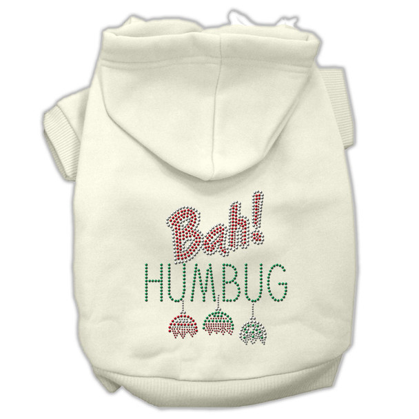 Bah Humbug Rhinestone Pet Dog Hoodie - Cream