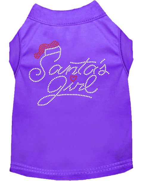 Santa's Girl Rhinestone Dog Shirt - Purple