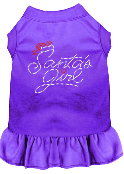 Santa's Girl Rhinestone Dog Dress - Purple