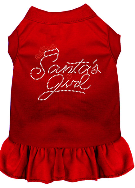 Santa's Girl Rhinestone Dog Dress - Red