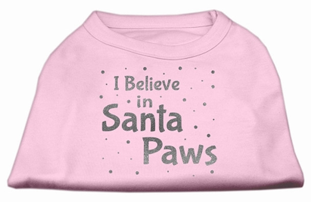 Screenprint Santa Paws Pet Shirt - Light Pink