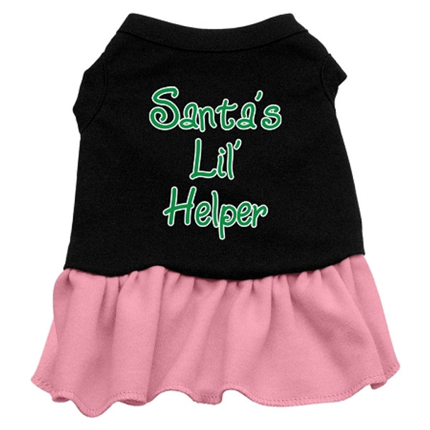 Santa's Lil Helper Screen Print Dress - Black With Pink