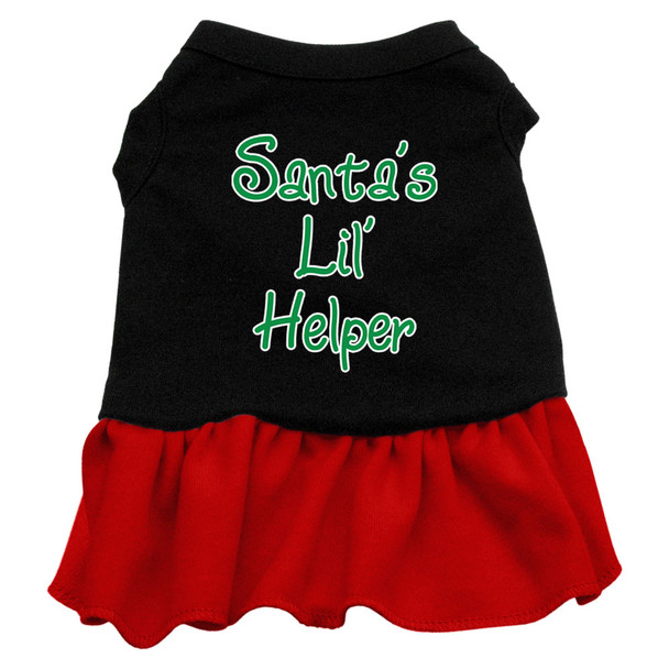 Santa's Lil Helper Screen Print Dress - Black With Red