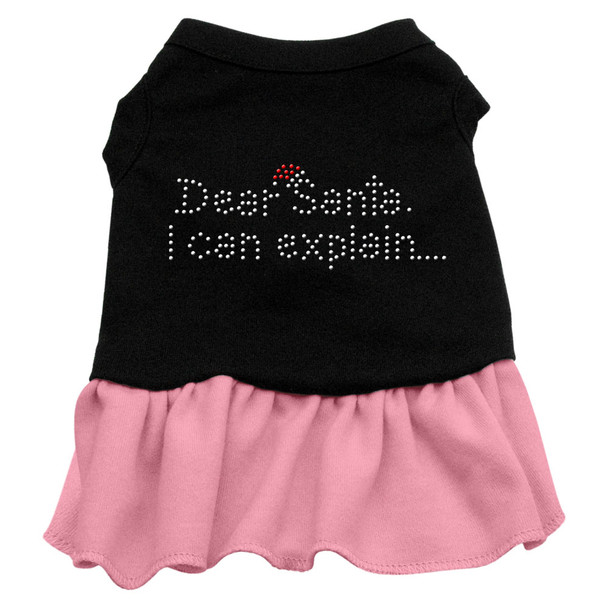 Dear Santa Rhinestone Dress - Black With Pink
