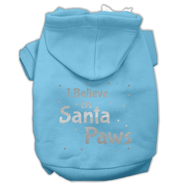 Screenprint Santa Paws Pet Hoodies - Baby Blue