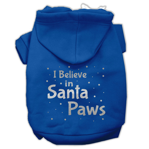 Screenprint Santa Paws Pet Hoodies - Blue