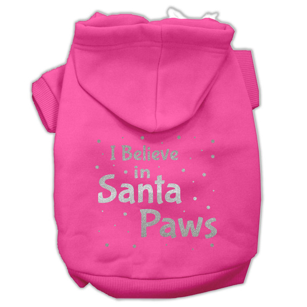 Screenprint Santa Paws Pet Hoodies - Bright Pink