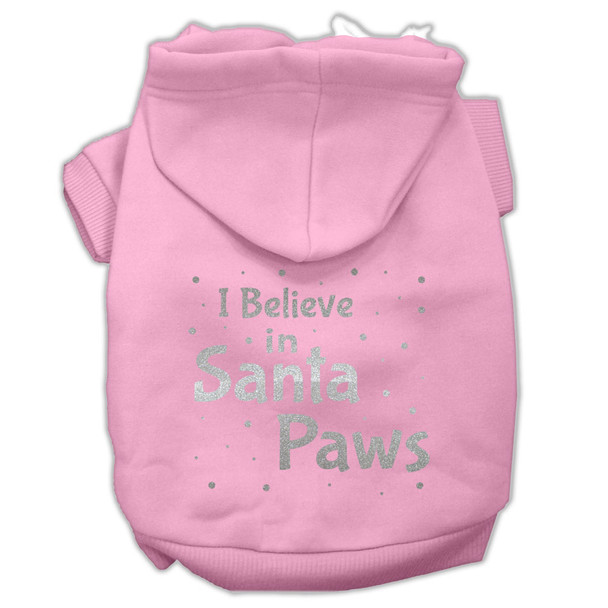 Screenprint Santa Paws Pet Hoodies - Light Pink