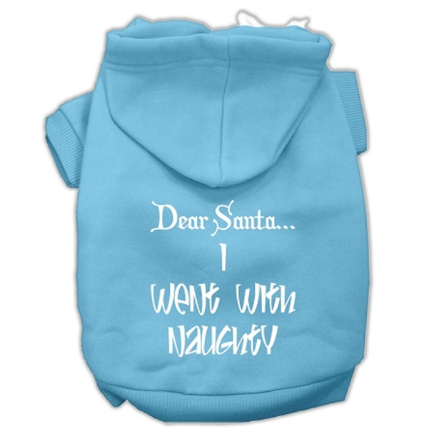 Dear Santa I Went With Naughty Screen Print Pet Hoodies - Baby Blue