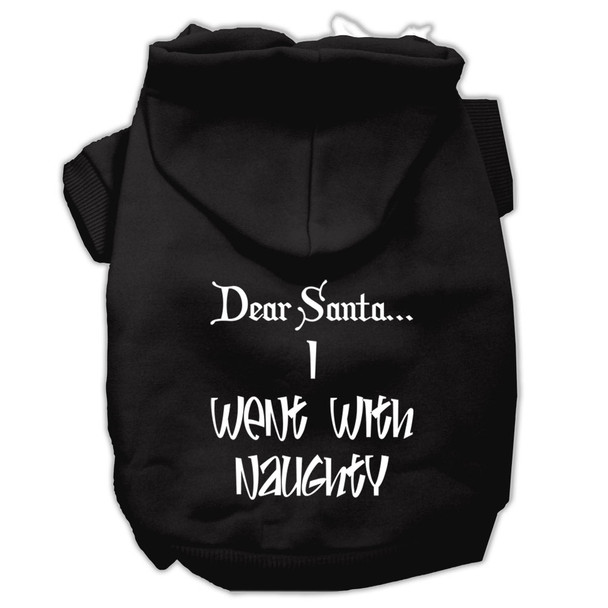 Dear Santa I Went With Naughty Screen Print Pet Hoodies - Black