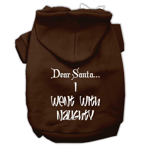 Dear Santa I Went With Naughty Screen Print Pet Hoodies - Brown