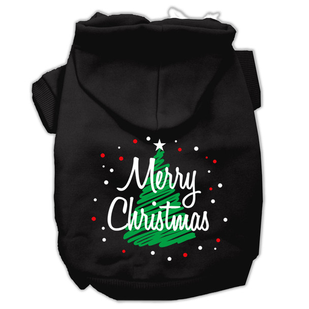 Scribbled Merry Christmas Screen print Pet Hoodies - Black