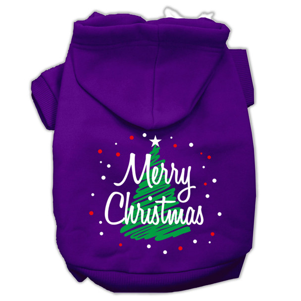 Scribbled Merry Christmas Screen print Pet Hoodies - Purple