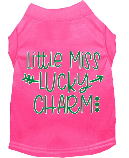 Little Miss Lucky Charm Screen Print Dog Shirt - Bright Pink