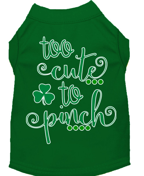 Too Cute To Pinch Screen Print Dog Shirt - Green