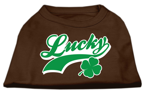 Lucky Swoosh Screen Print Shirt - Brown