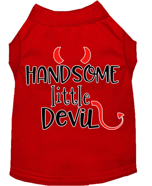 Handsome Little Devil Screen Print Dog Shirt - Red