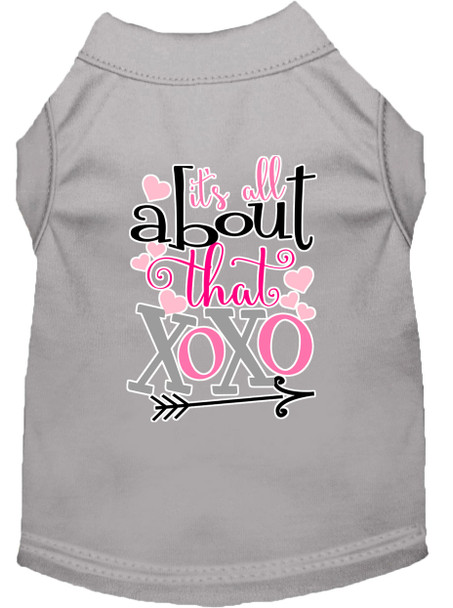 All About That Xoxo Screen Print Dog Shirt - Grey