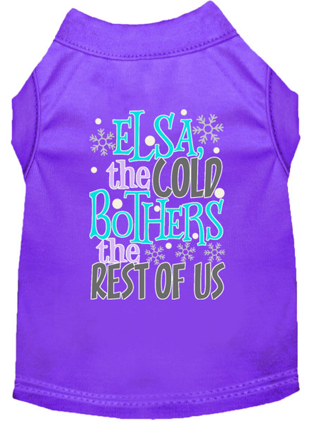 Elsa, The Cold Screen Print Dog Shirt - Purple