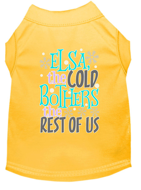 Elsa, The Cold Screen Print Dog Shirt - Yellow
