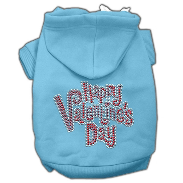 Happy Valentines Day Rhinestone Hoodies - Baby Blue