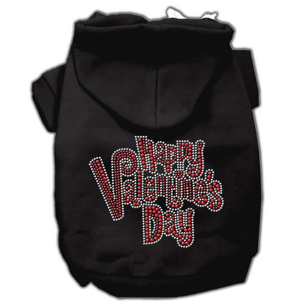 Happy Valentines Day Rhinestone Hoodies - Black