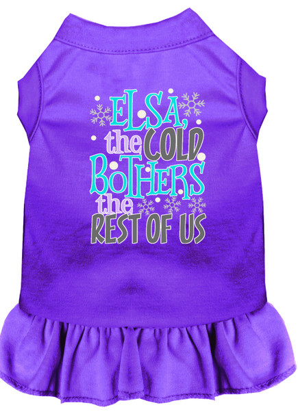 Elsa, The Cold Screen Print Dog Dress - Purple