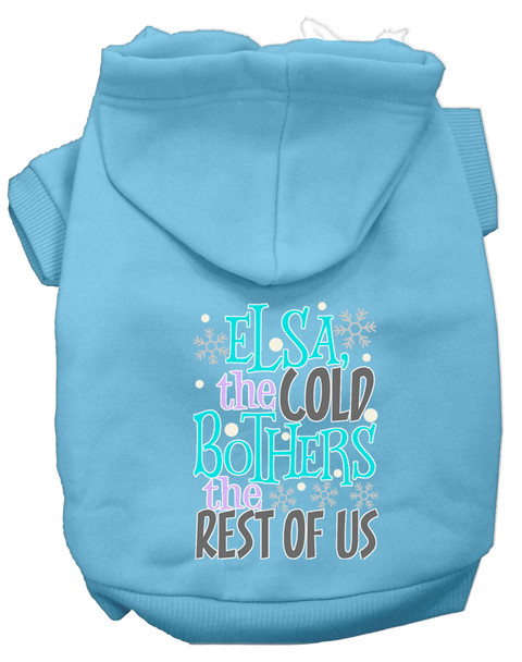 Elsa, The Cold Screen Print Dog Hoodie - Baby Blue