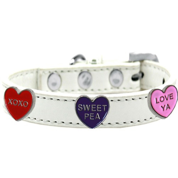 Conversation Hearts Widget Dog Collar - White