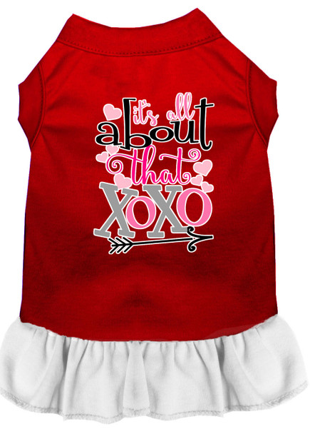 All About The Xoxo Screen Print Dog Dress - Red With White