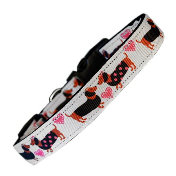 Pink Doxie Love Nylon Dog & Cat Collar