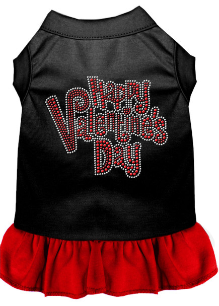 Happy Valentines Day Rhinestone Dress - Black With Red