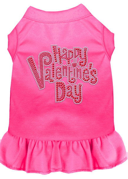 Happy Valentines Day Rhinestone Dress - Bright Pink