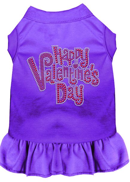 Happy Valentines Day Rhinestone Dress - Purple