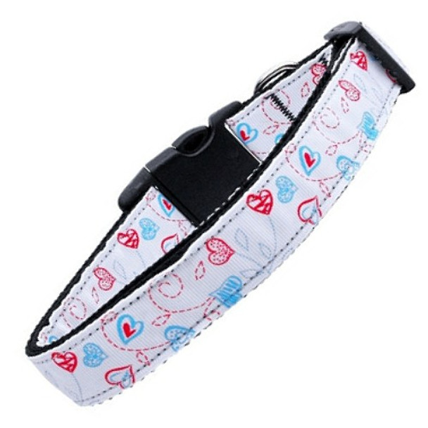 Patriotic Crazy Hearts Nylon Dog & Cat Collar