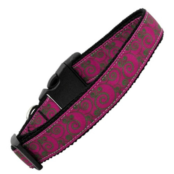 Pink And Lime Swirly Nylon Dog & Cat Collar