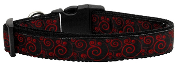 Red And Black Swirly Nylon Dog & Cat Collar