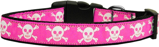 Pink Skulls Nylon Dog & Cat Collar