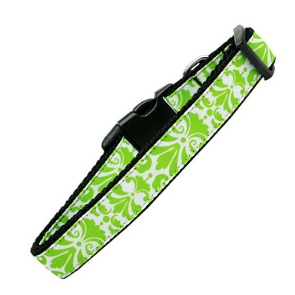 Damask Lime Green Nylon Dog & Cat Collar