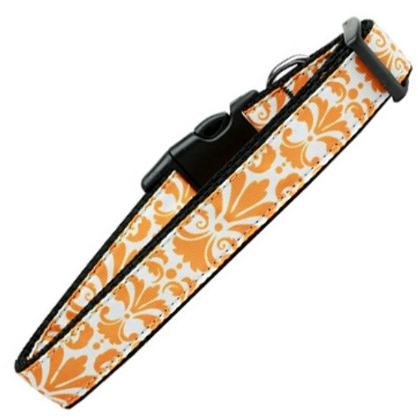 Damask Orange Nylon Dog & Cat Collar