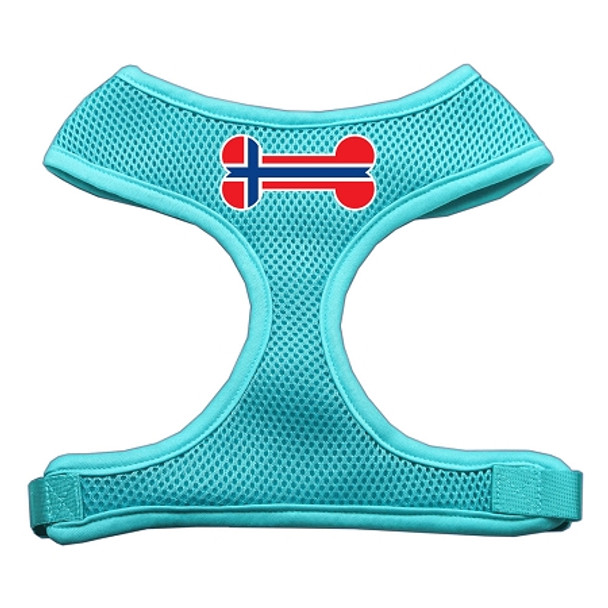 Bone Flag Norway Screen Print Soft Mesh Pet Harness - Aqua