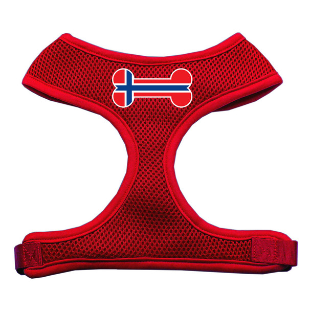 Bone Flag Norway Screen Print Soft Mesh Pet Harness - Red