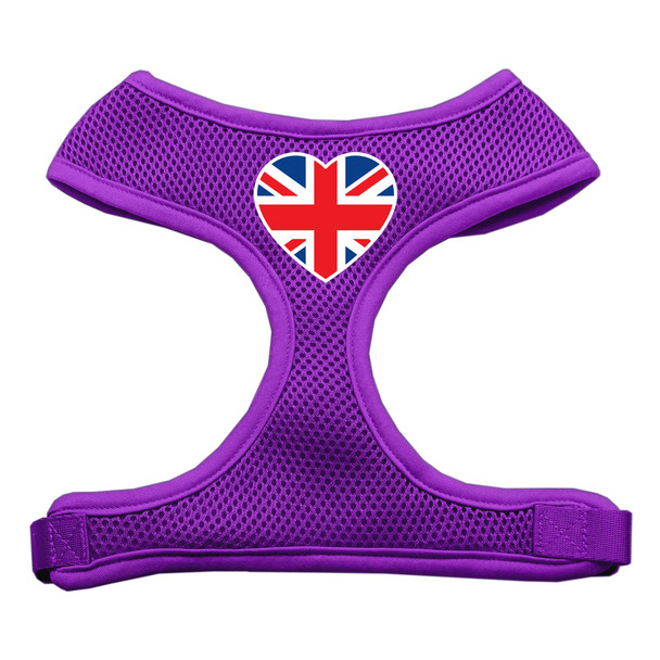 Heart Flag Uk Screen Print Soft Mesh Pet Harness - Purple