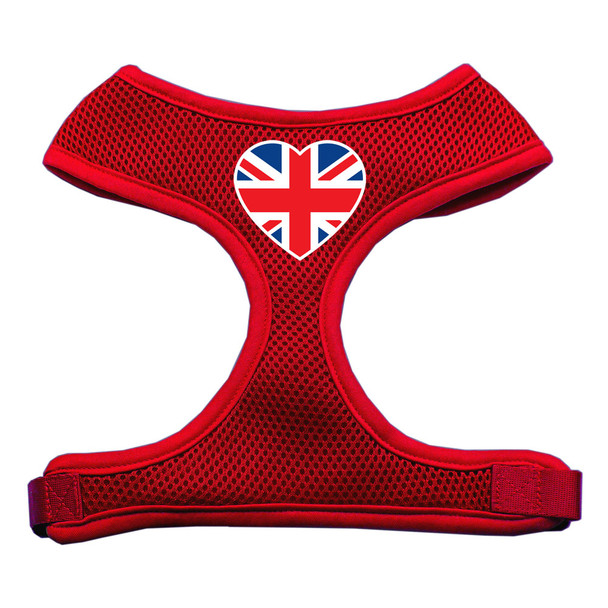 Heart Flag Uk Screen Print Soft Mesh Pet Harness - Red