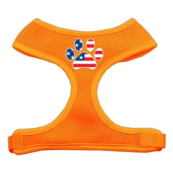 Paw Flag Usa Screen Print Soft Mesh Pet Harness - Orange