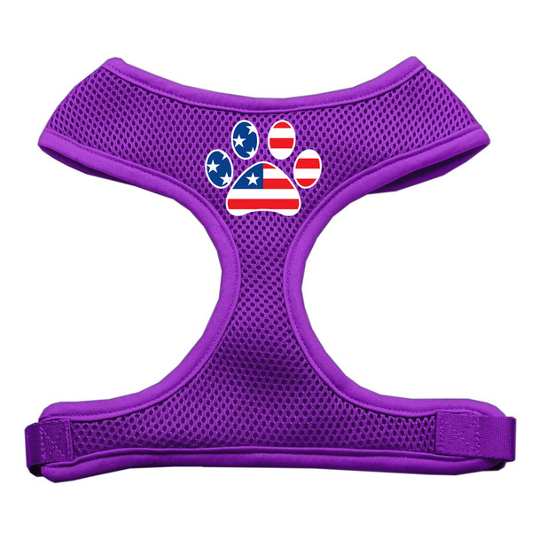 Paw Flag Usa Screen Print Soft Mesh Pet Harness - Purple