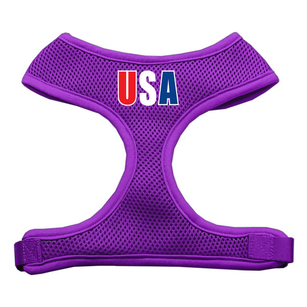 Usa Star Screen Print Soft Mesh Pet Harness - Purple