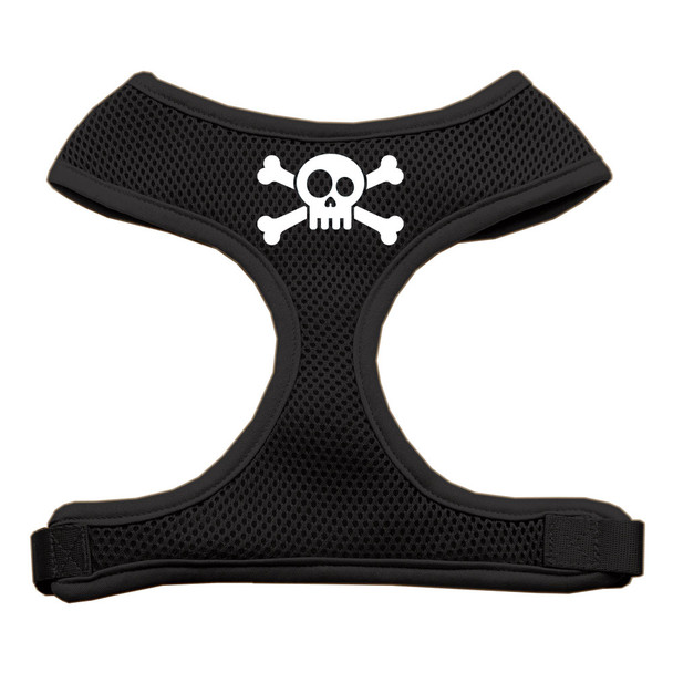 Skull Crossbones Screen Print Soft Mesh Pet Harness - Black