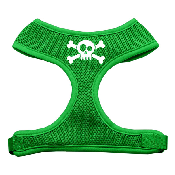 Skull Crossbones Screen Print Soft Mesh Pet Harness - Emerald Green