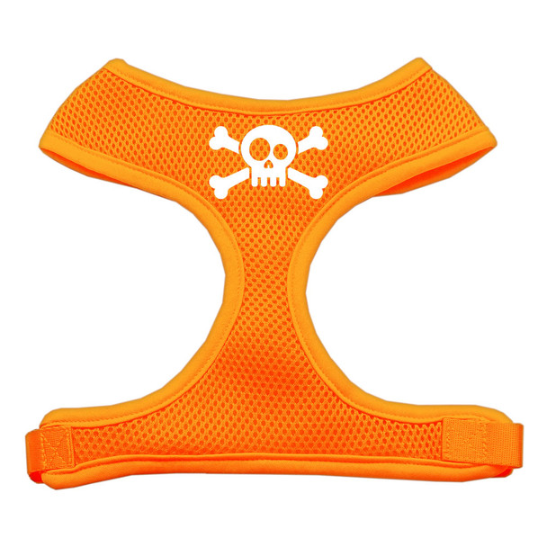 Skull Crossbones Screen Print Soft Mesh Pet Harness - Orange